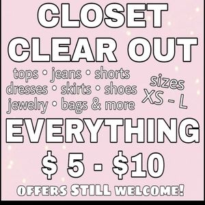 Everything in closet is $5 to $10
